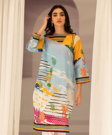 Zellbury Shirt Submarine Blue Lawn Lawn Collection 2021